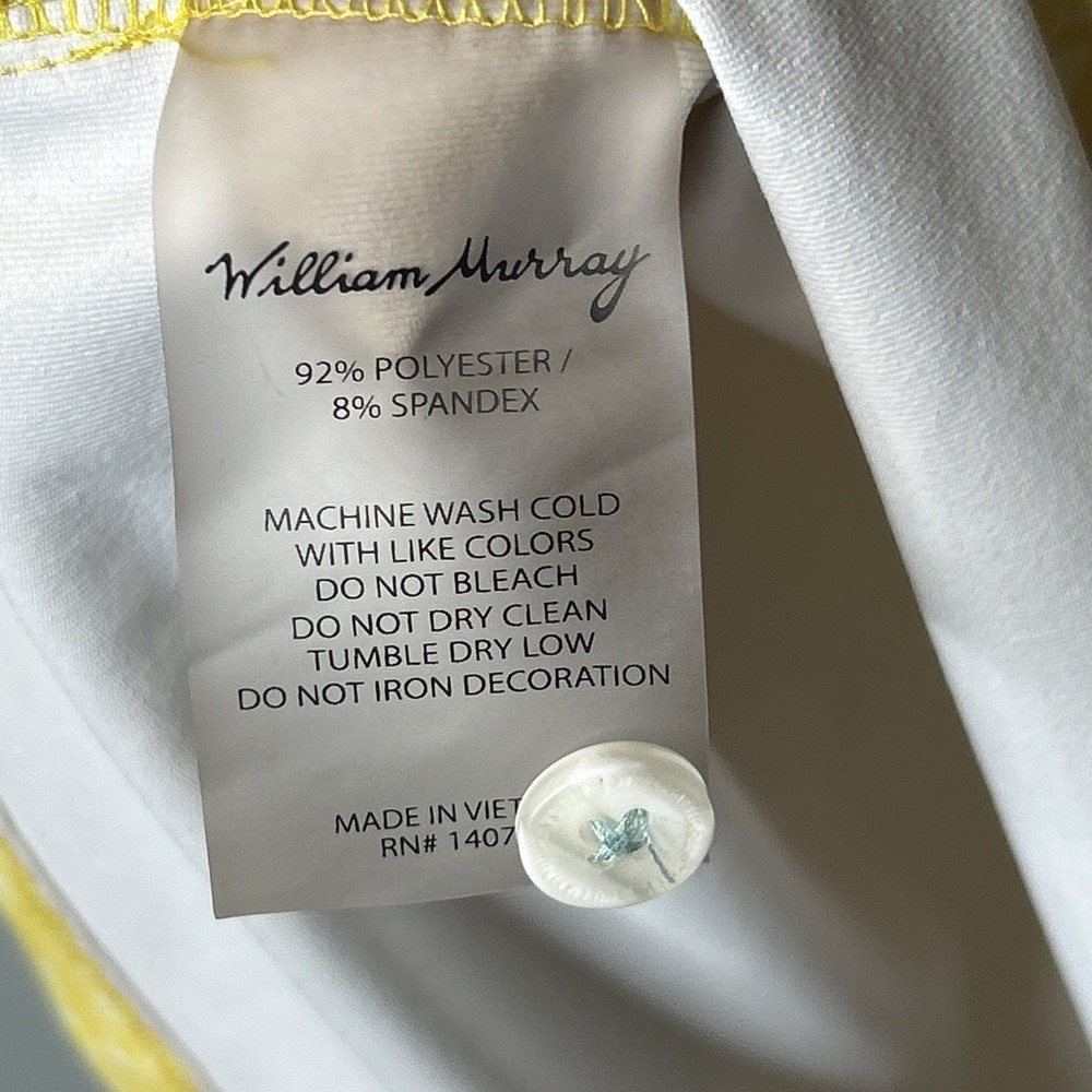 William Murray Golf Yellow Performance Mens Small Polo AOP Martini Print Preppy - Picture 7 of 10